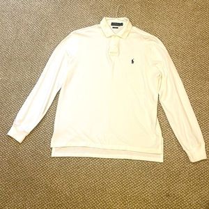 Ralph Lauren men’s custom fit long sleeve polo, size Large, White